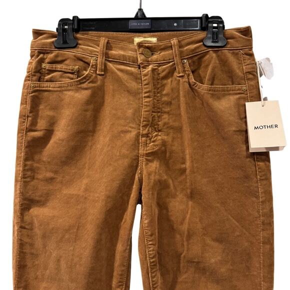 NWT Mother The Weekender High Rise Flare Corduroy Pants Tobacco Brown Size 28 - Picture 4 of 10